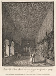 Eski duvar halısı kaldırılmadan önceki 1800 yılında olduğu gibi Boyalı Oda'nın içi by John Thomas Smith
