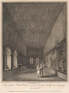 Eski duvar halısı kaldırılmadan önceki 1800 yılında olduğu gibi Boyalı Oda'nın içi by John Thomas Smith