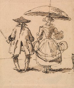 Joseph Nollekens RA ve Bayan Nollekens: Pergel çifti ve kumpas çifti yan yana by John Thomas Smith