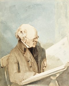 Hayman'ın öğrencisi Bay Taylor, British Museum'un Baskı Odasında, c.1820 (wc, kalem ve kağıt üzerine mürekkep) by John Thomas Smith