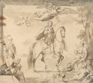 "George I'in Atlı Portresi" dekorasyonu için Hazırlık Çalışması by John Vanderbank
