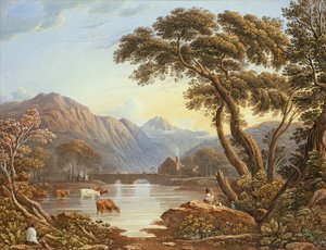 Beddgelert Köprüsü, Kuzey Galler (suluboya)
