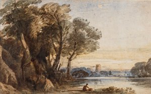 Capriccio Manzara, c.1830 (kağıt üzerinde arap zamkı ile wc) by John Varley