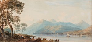Glengary Loch, tarihi bilinmiyor (kağıt üzerine suluboya) by John Varley