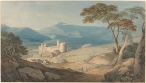 Harlech Kalesi ve Snowdon by John Varley