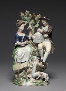 Staffordshire Fabrikası tarafından yapılan Kuş Kafesi ile Grup, c.1770 by John Voyez