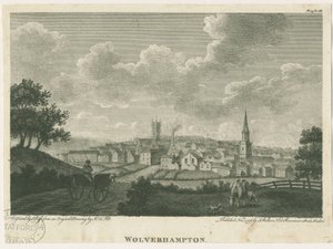 Wolverhampton - Güney Batı Görünümü: gravür, nd [c 1796]