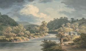 Powis Prensesi Sarayı'nın bulunduğu Myfod Vadisi'nde Bir Balıkçı by John Warwick Smith
