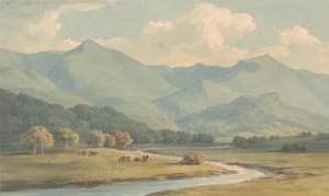 Carnedd Llewelyn ve Carnedd David, Carnarvonshire, Ogwen Nehrinin Ötesinde Göründü by John Warwick Smith