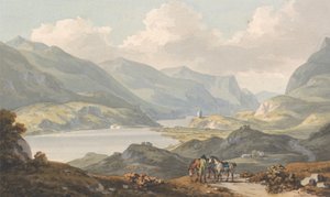 Llanberis Gölleri - Caernarfon'dan Caernarfonshire, Llanberis'e Giden Yoldan by John Warwick Smith