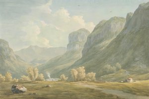 Stonethwaite Köyü ve Eagle Cragg, Borrowdale by John Warwick Smith