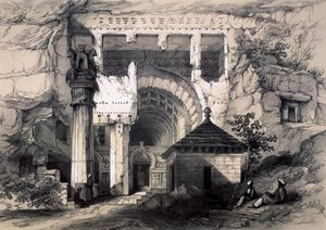 Karli, Büyük Chaitya Mağarası Girişi, 1845. by John Weale