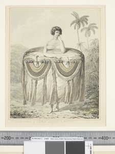 F.12 Hediye getiren Otaheiteli Genç Bir Kadın, c.1773-84 (suluboya) by John Webber