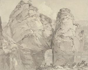 Renard's Hole, Dovedale, Derbyshire'dan görünüm by John Webber