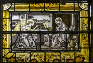 Oxford, Trinity College, James Powell & Sons, John William Brown (1842-1928), Müjde, 1885 by John William Brown