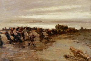 Cankurtaran Teknesini Çekmek, Kutsal Ada, 1910-20 dolayları by John William Gilroy