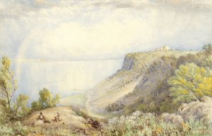 Palisades, New York'tan Hudson Nehri'nin Rainbow ile görünümü, 1873 Suluboya, grafit ve kağıt üzerine guaj dokunuşları, kart üzerine yerleştirilmiş