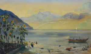 Mesafede Dents du Midi ile Leman Gölü, 1863