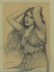 Flora (devetüyü kağıda siyah tebeşir) by John William Waterhouse