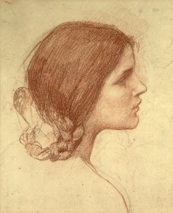 Bir Kızın Başı, c.1905 (kağıt üzerinde kırmızı tebeşir) by John William Waterhouse
