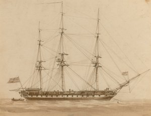 Bir İngiliz firkateyni demirine biniyor by John Wilson Carmichael