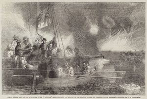 Kaptan Glasse ve Baş Mühendisi HMS Vulture, Sveaborg Bombardımanı sırasında Havanların Onarımını yönetiyor by John Wilson Carmichael