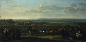 Heath üzerinde figürler ve atlarla Eski Newmarket