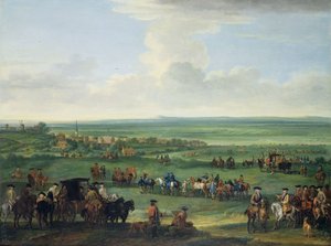 George I (1660-1727), Newmarket, 4 veya 5 Ekim 1717, c.1717 (tuval üzerine yağlı boya) by John Wootton