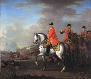 Kral II. George (1683-1760), Cumberland Dükü ve Robert, 4. Holderness Kontu ile Dettingen Savaşı'nda, 27 Haziran 1743, c.1743