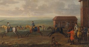 Lord Portmore, Newmarket Heath'te Egzersiz Yapan Yarış Atlarını İzliyor by John Wootton