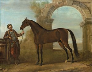 Bir Damat Tarafından Tutulan Godolphin Arabien, Mahvolmuş Kemerli Bir Manzarada, 1731 by John Wootton