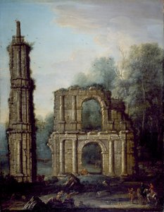Holdenby Kalesi kalıntıları, Northamptonshire, c.1735-45 (tuval üzerine yağlı boya) by John Wootton