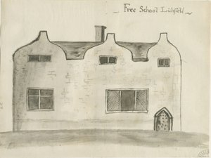 Lichfield - Gramer Okulu: sepya yıkama çizimi, nd [1784] (çizim)