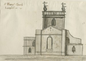 Lichfield - St. Mary Kilisesi: sepya yıkama çizimi, nd [1784] (çizim)
