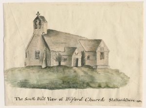 Weeford Kilisesi: sulu boya, 1782