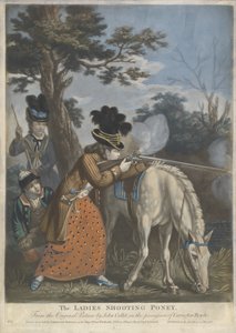 The Ladies Shooting Poney, 1780 (dokuma kağıt üzerine elle boyanmış mezzotint) by John after Collet