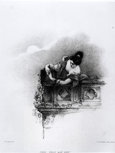 Fanny Kemble (1809-93) Richard James Lane (1800-72) tarafından oyulmuş Juliet, Tatlı İyi Geceler olarak by John after Hayter