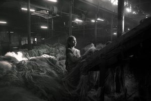 Jüt fabrikası, Kalküta, Hindistan, 2017 (fotoğraf) by Jon Nicholson