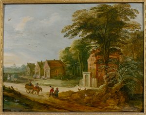 Bir köyden geçen yolcular (panel üzerine yağlıboya) by Joos de (studio of) Momper