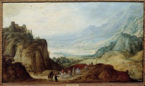 Alplerin manzarası. Resim Josse II Momper (1564 - 1635) Ec. Alev.