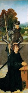 Erken Hollanda Sanatı : Aziz George ve Donör (Kanatlı Sunak, Sol Panel) par Cleve, Joos van (yaklaşık 1485-1540), yaklaşık 1530. Ahşap üzerine yağlı boya, 94,5x30. Sanat Tarihi Müzesi, Viyana by Joos van Cleve