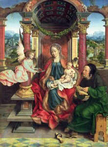 Kutsal Aile, bir triptik orta panel, c.1530 (panel) by Joos van Cleve