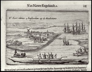New Amsterdam manzarası, 1626-28 (bakır gravür) by Joost Hartgers