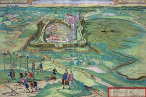 Papa'nın Haritası, Georg Braun (1541-1622) ve Frans Hogenberg (1535-90) 1617 (renkli gravür) tarafından 'Civitates Orbis Terrarum'dan by Joris (after) Hoefnagel