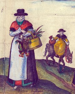Köy halkı pazara gidiyor, 1598 el renkli bakır oyma detayı 324184 by Joris Hoefnagel