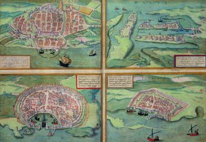 Calais, Malta, Rodos ve Gazimağusa Haritası, Georg Braun (1541-1622) ve Frans Hogenberg (1535-90), c.1572 tarafından 