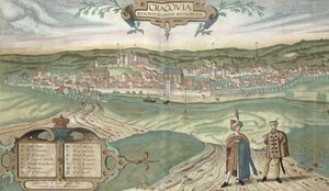 Krakov Haritası, Georg Braun (1541-1622) ve Frans Hogenberg (1535-90), 'Dünya Şehirleri'nden, c.1572