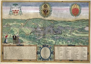 Georg Braun (1541-1622) ve Frans Hogenburg (1535-90), c.1572 tarafından yazılan 'Dünya Şehirleri'nden Liege Haritası