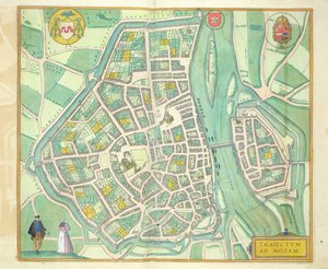 Georg Braun (1541-1622) ve Frans Hogenberg (1535-90) tarafından 'Civitates Orbis Terrarum'dan Maastricht Haritası, c.1572-1617