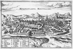 Montpellier Haritası, Georg Braun (1541-1622) ve Frans Hogenberg (1535-90) tarafından 